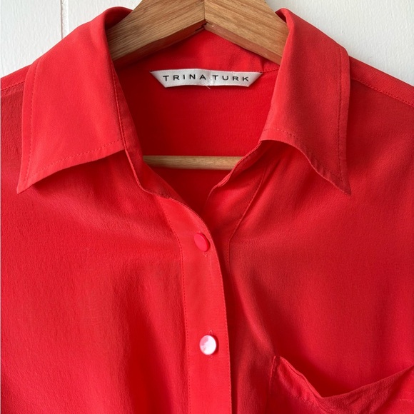 Trina Turk 100% Silk Button-Up Blouse | Size Small - Picture 4 of 8